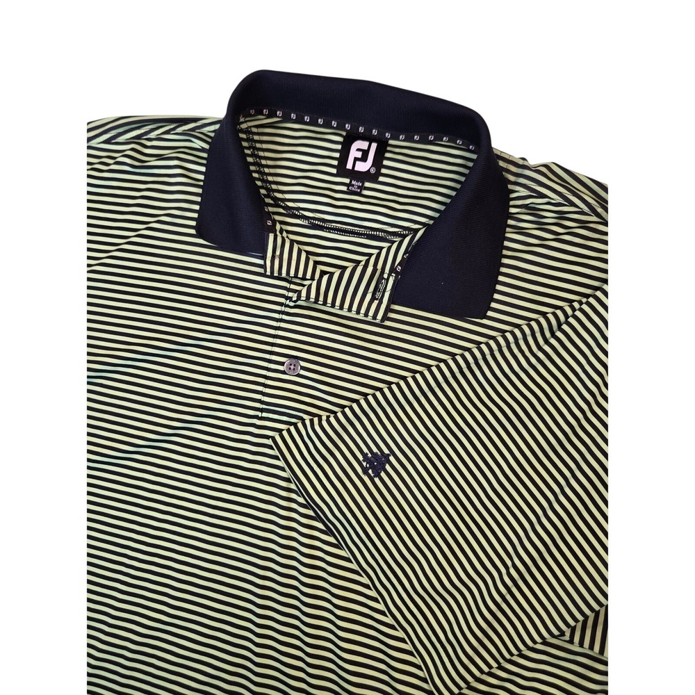 FootJoy Polo Shirt Mens XXL Green Navy Striped Performance Golf